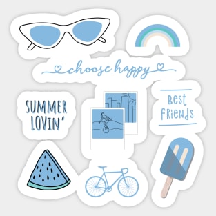 Light Blue Summer Beach Fun Sticker Pack Sticker